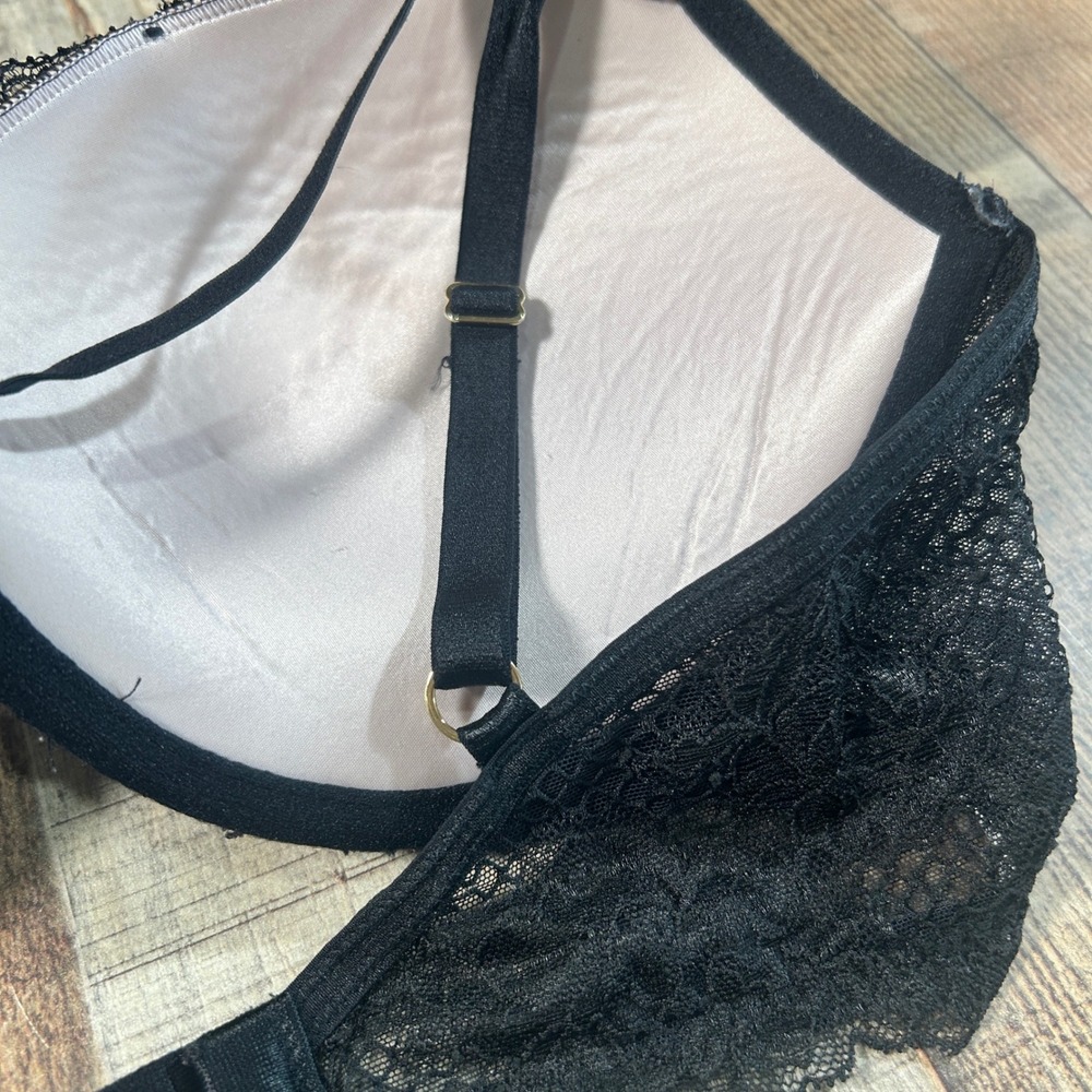 Victoria's Secret Black Lace Mesh Very Sexy Push-Up Underwire Bra 36D - Picture 5 of 7